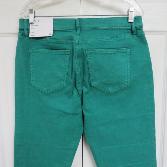 LOFT 8/29 The Girlfriend Ankle Jean Green Solid - Picture 3 of 6